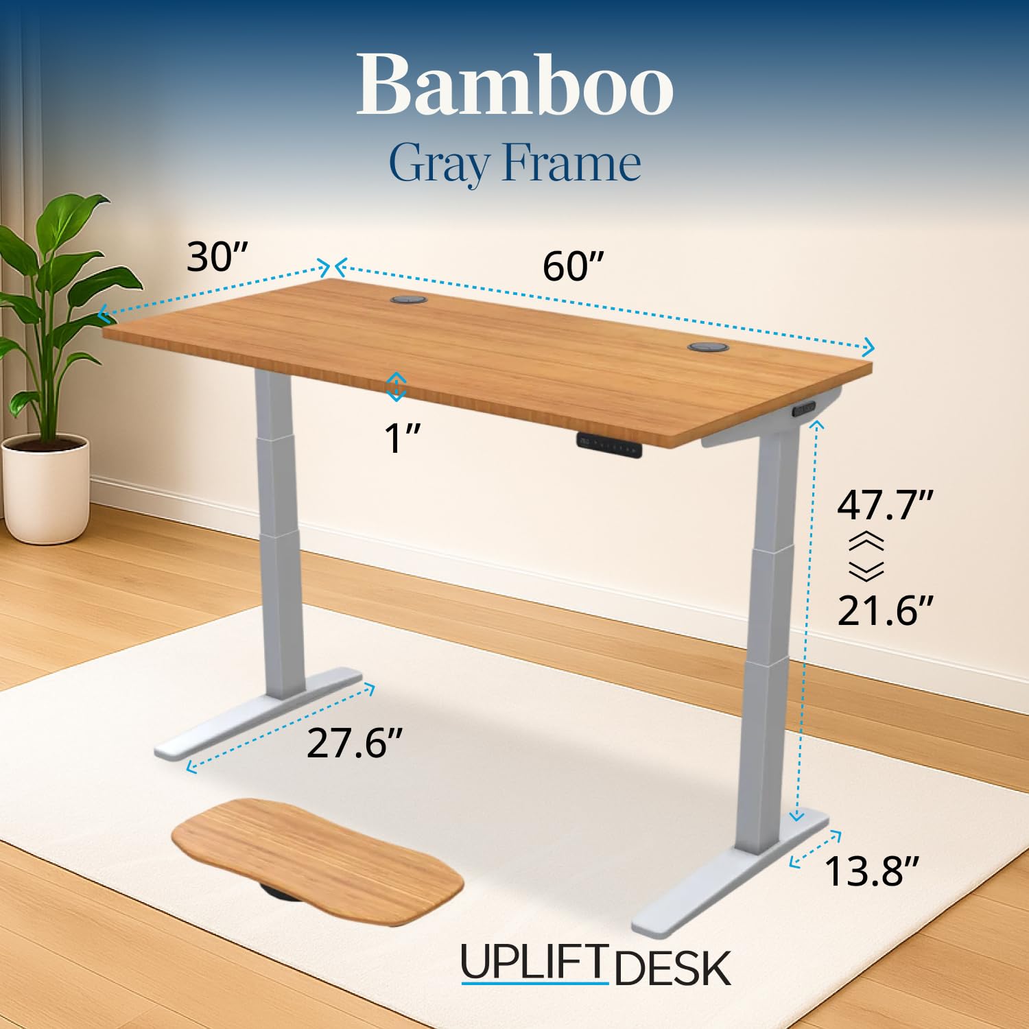 Amazon | UPLIFT DESK バンブー(60 x 30インチ) スタンディングデスク